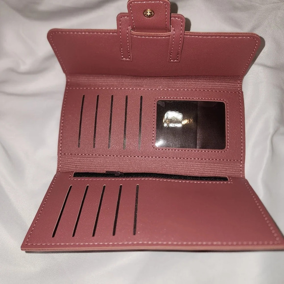 Mauve Tri-Fold Long Wallet w/ 10 Card Slots - Picture 3 of 5